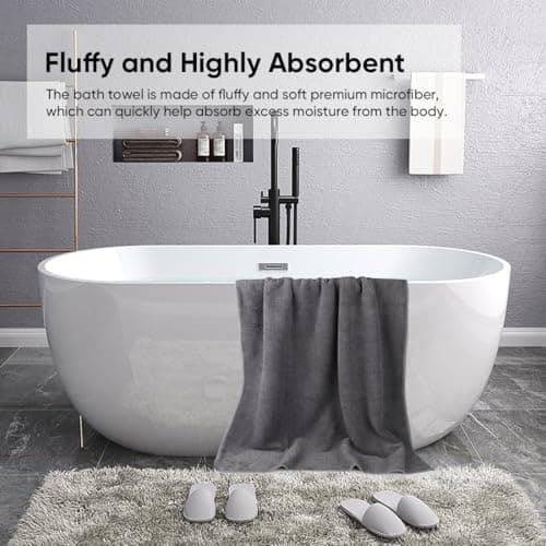 HOMEXCEL Bath Sheets Towels Set Pack of 2 (35 x 70 Inches), Ultra Soft Bath Towels for Bathroom, Lightweight and Quick Drying Towel for Body, Yoga, SPA, Fitness, Grey 5