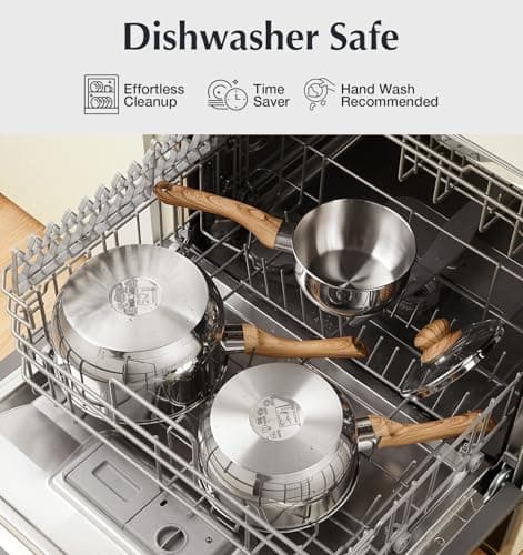 KOCH SYSTEME CS Stainless Steel Saucepan Set, 6 Piece Stainless Steel Pot 1QT & 2QT & 3QT with Heat-resistant Bakelite Handle, Tri-ply Base Pots, Sauce Pan Induction Ready, Pot Set 6PCS 6