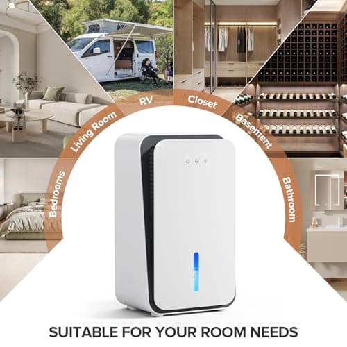 Onsekin Dehumidifier for Home, 1000 sq.ft Dehumidifier with Auto Shut Off, 7-Color LED Light Built-in Aromatherapy Diffuser, Ultra-Quiet Dehumidifiers for Bedroom, Bathroom, Basement (Pale White) 9