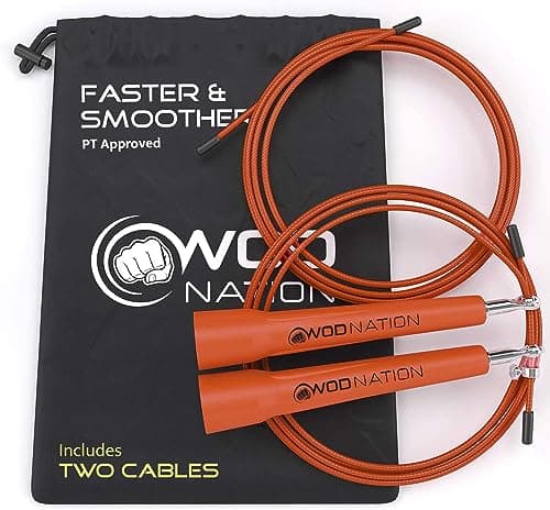 WOD Nation Adjustable Speed Jump Rope Workout Equipment - Orange, Alloy Steel, Adjustable Length - Boxing, MMA & Cardio Equipment - Jump Rope for Men, Women & Kids - Gym Essentials & Home Workout Gear