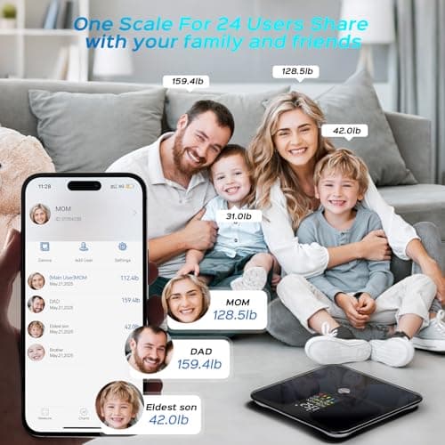 Lepulse Scale for Body Weight, Smart Digital Bathroom Weight Scale with BMI Muscle Mass 20 Body Composition Metrics,4.68"Large Display Body Fat Scales, Heart Rate, Accurate Bluetooth Weighing with App 7