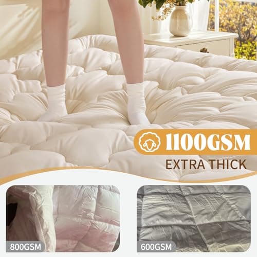Baauye Organic Merino Wool Mattress Topper Queen-4 (60"x80" Cream) 5