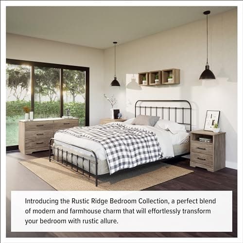 Prepac Rustic Ridge Farmhouse 6-Drawer Double Dresser, Brown Dresser for Bedroom, Chest of Drawers with 6 Storage Drawers, 53.25” wide x 18.25” deep x 28.5” tall, Brown 8