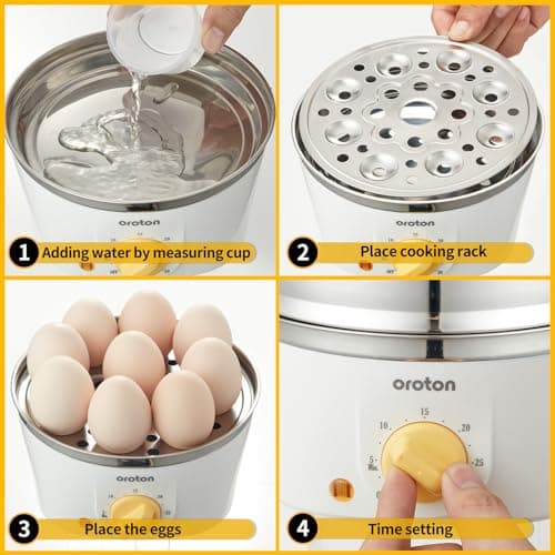 Oroton 9-Egg 304 Stainless Steel Egg Cooker – Steam & Boil Eggs with Timer, Automatic Shut-Off & 3 Cooking Modes (Hard/Medium/Soft)​ 5