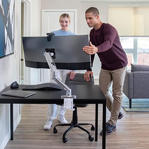 Ergotron – HX Premium Heavy Duty Monitor Arm, Single Monitor VESA Desk Mount – for Flat or Slight Curved Ultrawide Monitors Up to 49 inches, 20 to 42 lbs – Standard Pivot, Polished Aluminum 5