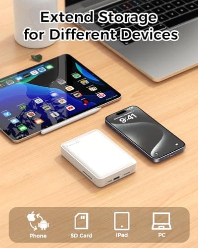 NEWQ Hard Drive for Phone & Computer: USB Flash Storage Device Photo Memory Stick for iPhone, iPad, MacBook Compatible with Apple iOS & Android Cellphone Backup Pictures, Videos, Etc (1, TB) 5