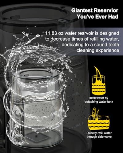 MySmile Powerful Cordless 350ML Water Dental Flosser Portable OLED Display Oral Irrigator with 5 Pressure Modes 8 Replaceable Jet Tips and Storage Bag for Home Travel Use (Black) 5