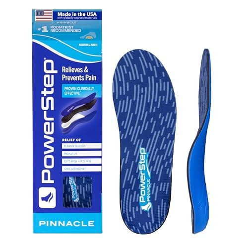 PowerStep Pinnacle Insoles, Orthotics for Plantar Fasciitis Relief, Made in USA Orthotic Insoles, Arch Support Inserts with Moderate Pronation, #1 Podiatrist Recommended (M 7-7.5 W 9-9.5)