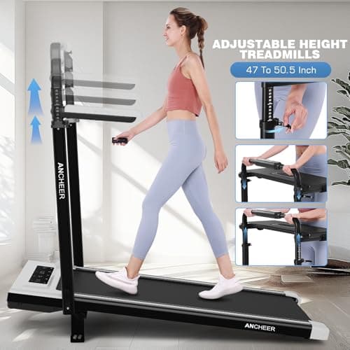 ANCHEER Walking Pad Treadmill with 15% Incline&Adjustable Height, 8 in 1 Under Desk Treadmills with Desk Workstation, Foldable Treadmill for Home 450lb,3 Type Control (White) 2