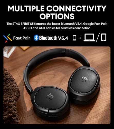 Edifier STAX Spirit S5 Wireless Planar Magnetic Headphones, Snapdragon Sound, aptX Adaptive, Hi-Res Audio (LDAC LHDC), Bluetooth 5.4, Dual-Mic CVC Tech, 80H Playback & Fast Charging for Audiophiles 6