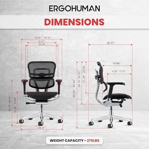 Ergohuman Eurotech ME8ERG GEN2 High Back Mesh Office Chair with Tilt Tension Control, Tilt Lock, Back Angle, Back Height, Synchro Tilt, Seat Height, Seat Depth, and Arm Height Adjustments, Black 2