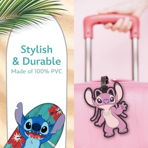 Disney Stitch and Angel 2-Piece Suitcase ID Tag Set with Adjustable Straps, Multi, One Size 6