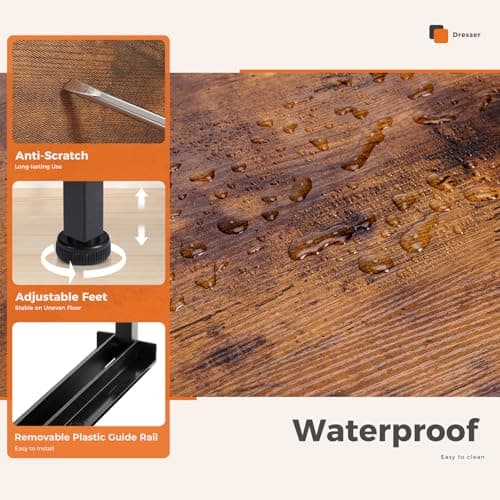 Sweetcrispy Dresser for Bedroom with 8 Storage Drawers, Large Fabric Storage Tower Organizer, Chest of Drawers with Metal Frame Wooden Top for Closet, Living Room, Entryway,Brown 7