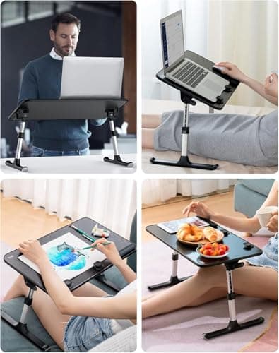 SAIJI Height & Angle Adjustable Laptop Stand for Bed, Lap Desk Bed Tray Table, Light Weight Foldable Portable Laptop Table for Couch Sofa Chair Floor Desk for Adults, Kids (52*30cm Black) 9