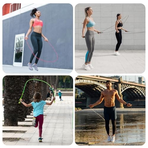 POCFOINY 2 Pack Jump Rope for Fitness, Speed Rope Skipping Rope for Men, Kids and Women, Jumping Rope for Workout, Tangle-Free PVC Long Jump Rope Set, Adjustable Exercise Jumping Rope Boxing for Adult 7