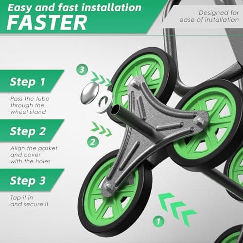 Teprovo Stair Climbing Hand Truck 440lb，Heavy Duty Dolly Cart for Stairs，Thickened Upgraded Steel Tube Folding Stair Climbing Trolley with Six Wheels and Telescoping Handle 6