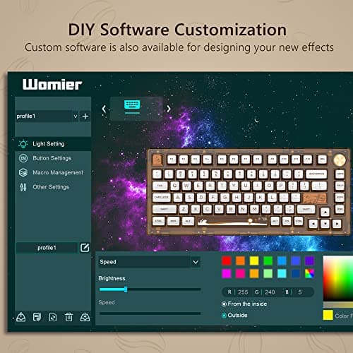Womier 75% Keyboard, Hot Swappable Mechanical Keyboard, TPO and Gasket Dual-Mount Retro Gaming Key Board, Knob Control Custom RGB Backlit, Pre-lubed Stabilizer for Mac/Win (G75 Brown) 6