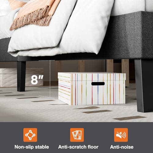 Sweetcrispy Full Size Bed Frame - Linen Upholstered Platform Bed with Headboard, No Box Spring Needed with 800LBS Sturdy Wooden Slats Support, No-Noise, Easy Assembly, Dark Grey 5