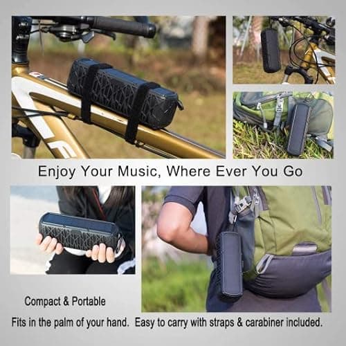 ABFOCE Solar Bluetooth Speaker 60 Hours Play Time 5000mAh Power Bank Outdoor Portable Wireless Dual Speaker with Mic Stereo Sound Bass, for Home, Hiking, Travel, Riding, Beach, Camping-Black 9