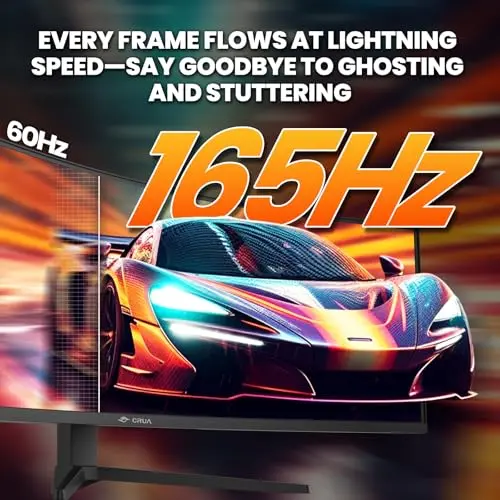 CRUA 49" Curved Gaming Monitor | DQHD(5120 * 1440), 144Hz/165Hz, 1500R, 32:9, AMD FreeSync, 120% sRGB, Height Adjustable Ultra-Wide Screen Monitors, HDMI 2.1 & DP 1.4, Wall Mount Install- Black 5