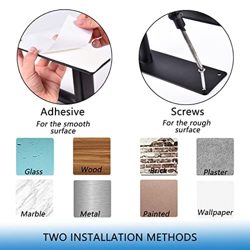 DAZILLO Paper Towel Holder Under Cabinet, Upgraded Version with Two Rods, Stainless Steel Paper Towel Holder Wall Mount, Self Adhesive or Drilling Under Counter Kitchen Towel Holder, Bathroom-Black 6