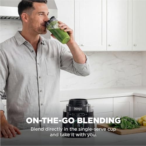 Ninja Kitchen System | All-in-One Food Processor & Blender | With 8-Cup Bowl & (1) 24 oz. To-Go Cup | For Smoothies, Cookie Dough, Salsas, Cole Slaw & More | 1800 Watt | Black | TB401 8