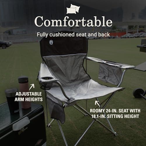 Coleman Portable Camping Chair with 4-Can Cooler, Cushioned Seat & Back with Side Pockets & Cup Holder, Carry Bag Included, Great for Camping, Tailgating, Firepits, Patio, & More 7