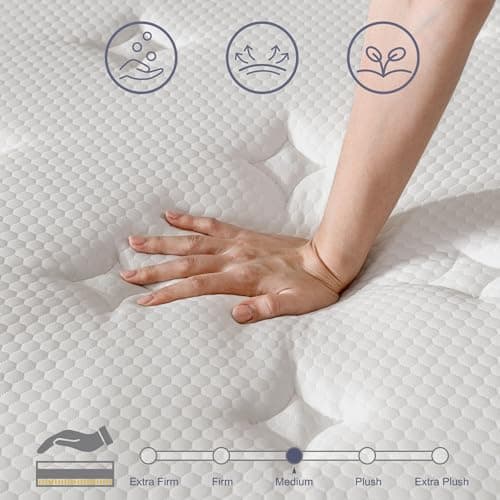 Medium Firm Acochey Hybrid Mattress, 10 Inch Full, Gel Memory Foam, Breathable & Cooling, CertiPUR-US 9
