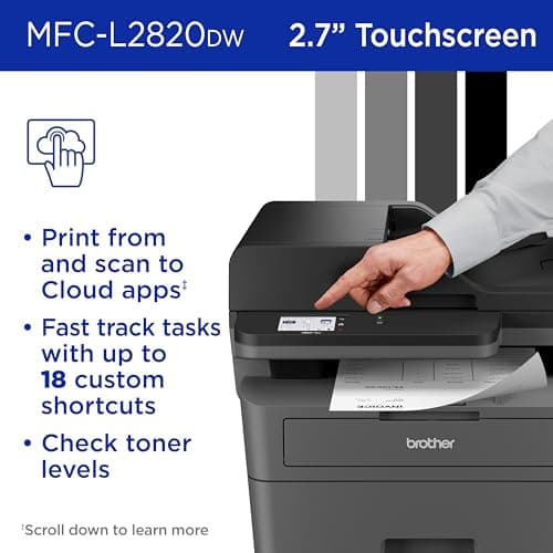 Brother MFC-L2820DW Wireless Compact Monochrome All-in-One Laser Printer with Copy, Scan and Fax, Duplex, Black & White | Includes Refresh Subscription Trial(1), Works with Alexa 6