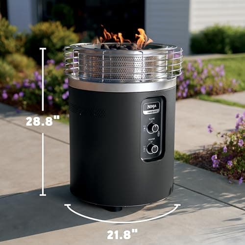 Ninja Fireside360™ Outdoor Heater & Fire Pit | 3 Modes: Flame, Heat, Flame & Heat | Portable for Patio, Deck, Camping, Beach | Easy Control Smokeless Flames | Push to Start Ignition | Black | OF101BK 9
