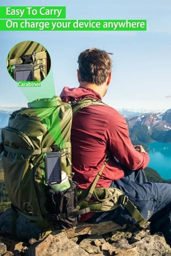 WONGKUO Solar Charger Power Bank - 36800mAh Solar Phone Charger, QC3.0 Fast Charger with LED Flashlight, IP65 Waterproof Portable Power Bank for Outdoor Activities (Matte Green) 7