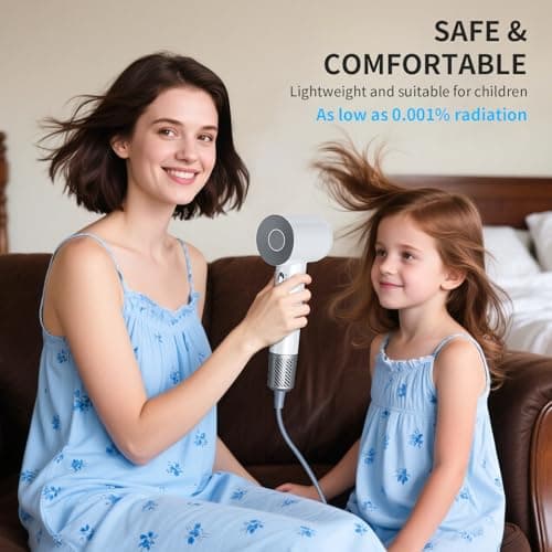 Hair Dryers Women,Infrared Hair Dryer,High-Speed Ionic Low-Noise Hair Dryer,Dries Quickly,Quiet,Lightweight, with a Magnetic Nozzle,for Home,Travel,Salons (White) 6