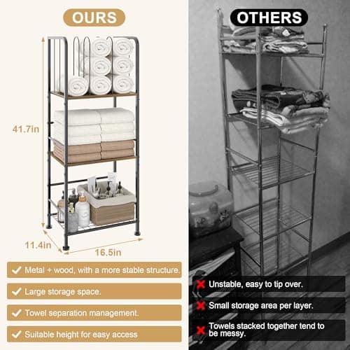Towel Rack Free Standing 3-Tier M-Shaped Detachable Dividers, Durable Metal Towel Holder for Bathroom, Pool Towel Rack, Space-Saving Towel Storage Organizer, Modern Bath Towel Shelf Patent Pending 7