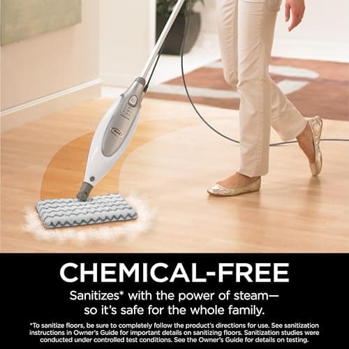 Shark® Professional Steam Pocket® Mop with Swivel Steering, 2 Washable Double-sided Pads, Steam Sanitization, Lightweight, Steam Cleaner for Sealed Hard Floors, Marble, Stone & Laminate, Grey, S3601 6