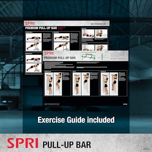 SPRI Pull Up Bar - 8-Grip Door Frame Mounting Pull-Up Bar for Versatile Workouts - Rugged Steel Frame with Foam Handles - Supports 300 Pounds - Fits Door Frames Up to 32 in. Wide – Black) 5