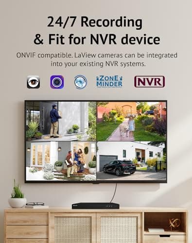 LaView 4K Outdoor Security Cameras,8MP HD Cameras for Home Security with AI Human Detection,IP65 Waterproof,2-Way Talk,Clear Night Vision,2.4G WiFi,SD Card Slot&US Cloud Storage,Work with Alexa(4pcs) 7