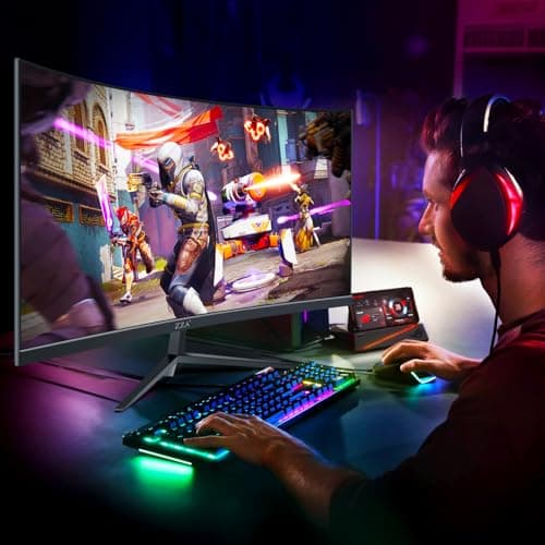 ZZA 32" Curved Gaming Monitor, FHD 1920x1080, VA, 1ms 240Hz, FreeSync Premium, DP 1.4/ HDMI 2.0, VESA Compatible, Tilt Adjustable 4