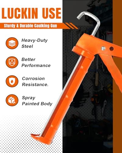 Holothurian Caulking Gun, Caulk Gun No Drip,Sealant Finishing Tool Grout Scraper for Kitchen Bathroom Window Sink Joint, 1/10 Gallon Cartridge, 10:1 Thrust Ratio, Orange 5