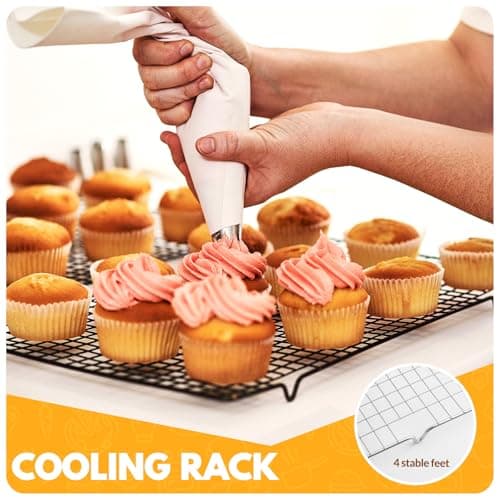 2 PCS Cooling Racks for Cooking and Baking, 15x10 Inches Stainless Steel Cooling Rack, Sheet Pan with Wire Rack for Baking Sheet, Bacon Rack Oven Safe Fits Jelly Roll Sheet Pan 7
