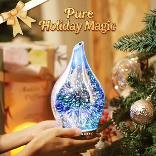 Porseme Oil Diffuser 3D Glass Aromatherapy Ultrasonic Humidifier, Air Refresh Auto Shut-Off, Timer Setting, BPA Free for Home Hotel Yoga Leisure SPA Gift 150ml Last 6H 6
