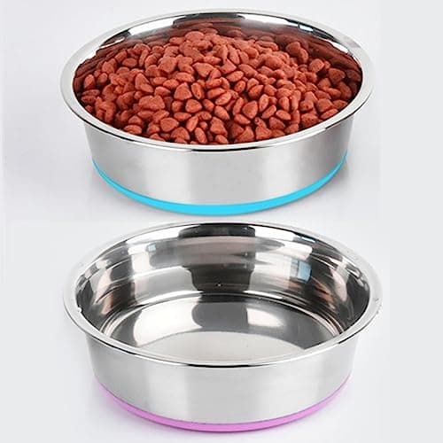 WEDAWN Deep Stainless Steel Non-Skid Dog and Food Bowls, Each Holds Up to 2 Cups, Set of 2 Packs(5.5 x 1.9 Inches)
