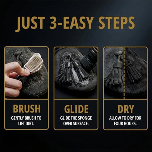 Eagle Nubuck & Suede Dye Black with Applicator & 3-Way Suede Brush - Suede Color Restorer for Shoes, Boots, Jackets, Purses & More - Black Suede Dye & Conditioner 7