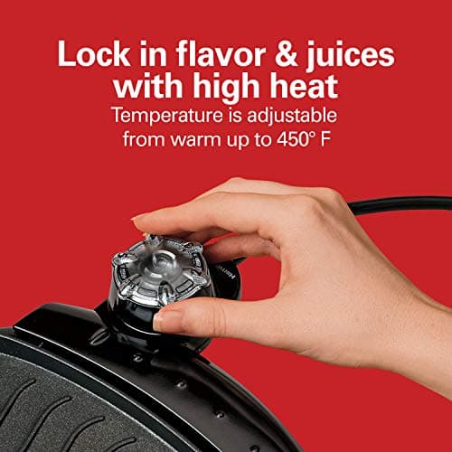 Hamilton Beach Electric Indoor Grill, 100 sq. in. Surface Serves 8, Virtually Smokeless Grilling, Adjustable Temperature Control to 450F, Dishwasher Safe Removable Nonstick Plates, Black (31605N) 5