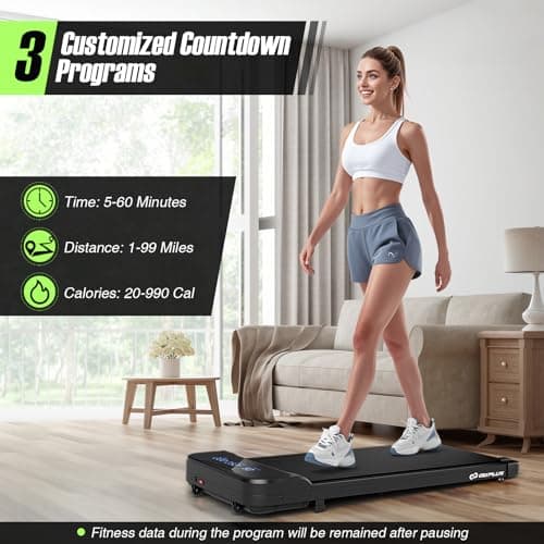 Goplus Walking Pad, 2.5 HP Under Desk Treadmill with Remote Control & LED Display, 3 Countdown Modes, 0.6-4 MPH Portable Treadmills for Home Small, Office, Free-Installation 5