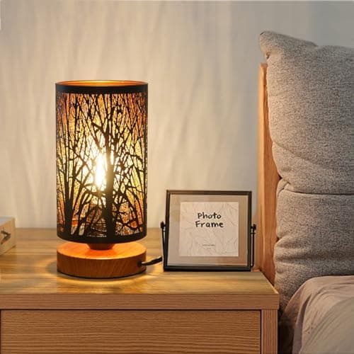 Tingsize Small Industrial Table Lamps Dimmable, Bedside Lamps for Nightstand,End Table Side Desk lamp with Rustic Black Metal Cage Lampshade for Bedroom, Kids Room Living Room 2700K LED Bulb Included