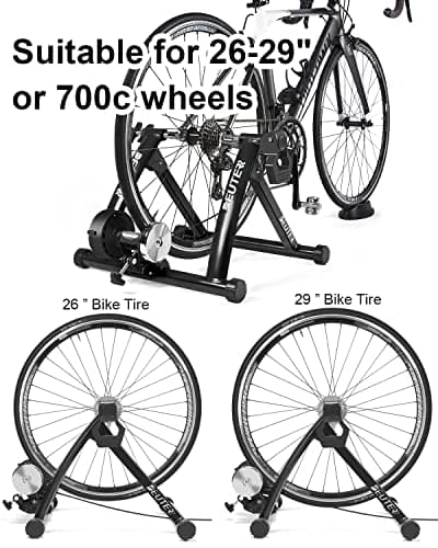 Bike Trainer, Magnetic Bicycle Stationary Stand for Indoor Exercise Riding, 26-29" & 700C Wheels, Quick Release Skewer & Front Wheel Riser Block Included 6