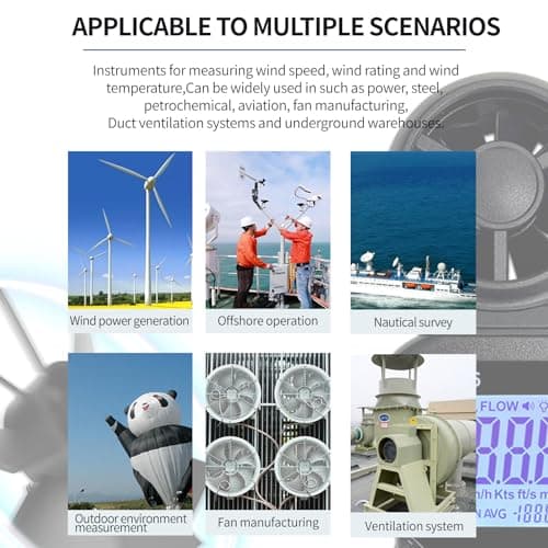 Portable Wind Speed Meter Outdoor,Airflow Gauge,Handheld Anemometer for Measuring Wind Speed,Temperature,Wind Level with Backlight and Max/Min/AVG/5 Units 6