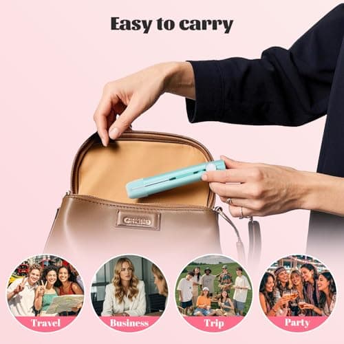 5pcs Mini Curling Iron, 2025 Upgrade Dual Use Curling Iron Portable Travel Curler Flat Straightener for Women Short Hair All Hair Types (Green) 7