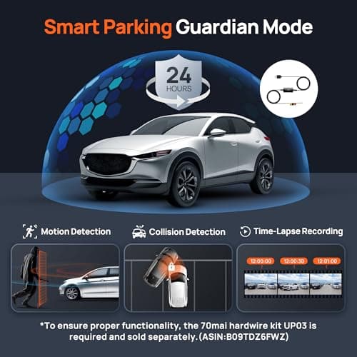 70mai 4K Dash Cam Front and Rear with STARVIS, Dashcam with 5GHz WiFi, GPS Car Camera, Super Night Vision, ADAS, 3'' IPS Screen, 24H Parking Mode, Time-Lapse, Loop Recording, Support 256GB Max (A800S) 6