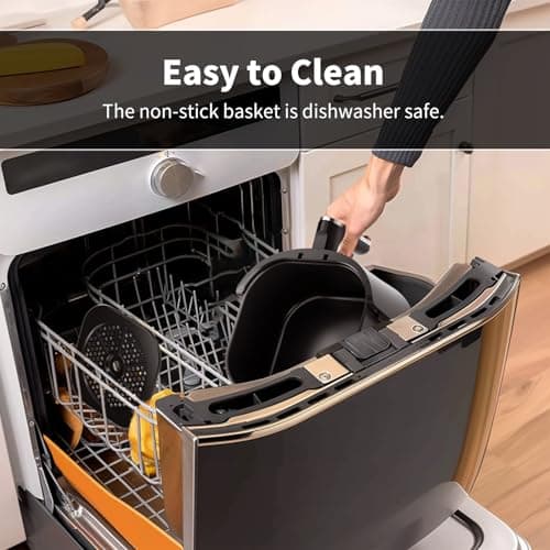 4.2 QT Air Fryer Oven Cooker with Temperature and Time Control Dishwasher Non-stick Basket LED Digital Touch Screen Stainless Steel Tray (Black-Digital) 6